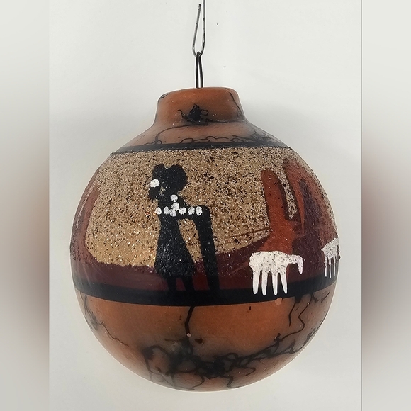Handmade Other - Indian Navajo Art Hand Made Clay Horse Hair Christmas Ornament By Elsie V Signed